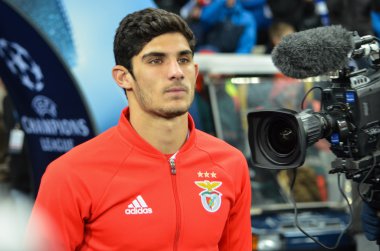 Kiev, Ukrayna - 19 Ekim 2016: Goncalo Guedes Uefa Cha sırasında