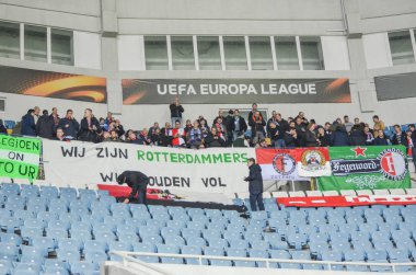Odessa, Ukrayna - 03 Kasım 2016: Nether Uefa Avrupa Ligi maç grup sahne Zarya Lugansk vs Feyenoord Rotterdamlands fanlar, sta