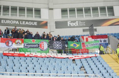 Odessa, Ukrayna - 03 Kasım 2016: Nether Uefa Avrupa Ligi maç grup sahne Zarya Lugansk vs Feyenoord Rotterdamlands fanlar, sta
