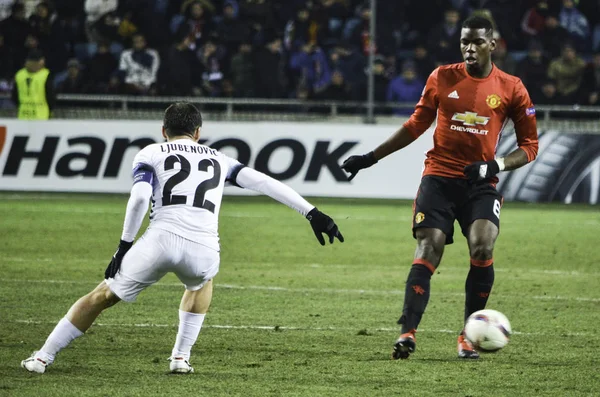 UEFA Europa League match between Zarya Lugansk vs Manchester United — Stock Photo, Image