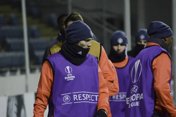 UEFA Ліга Європи матч між Луганськ "Максіма Заря" проти "Манчестер Юнайтед" — стокове фото