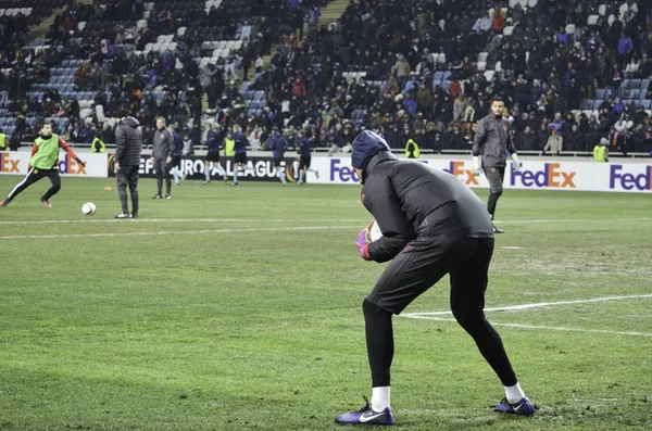 UEFA Ліга Європи матч між Луганськ "Максіма Заря" проти "Манчестер Юнайтед" — стокове фото