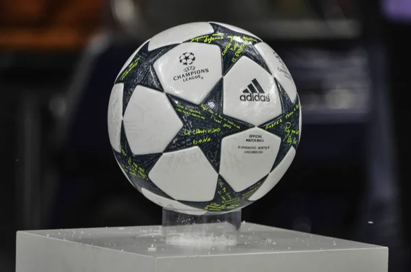 KIEV, UKRAINE - DEC 06: Champions League ball closeup during the — Stock Photo, Image