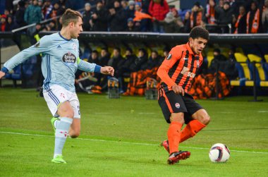 Kharkiv, Ukrayna - 23 Şubat: Hugo Mallo (L) Uefa Avrupa sırasında
