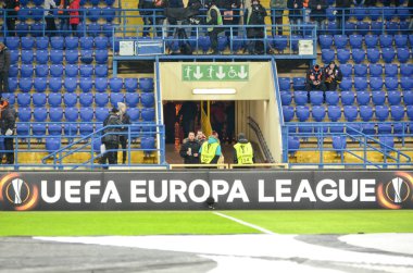Kharkiv, Ukrayna - 23 Şubat: Resmi amblem ve logo Uefa Avrupa 