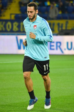 Kharkiv, Ukrayna - 02 Eylül 2017: Hakan Calhanoglu sırasında t