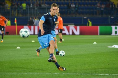 Futbolcu sırasında Uefa Şampiyonlar Ligi maç Shakhtar Rakip Ssc Napoli arasında