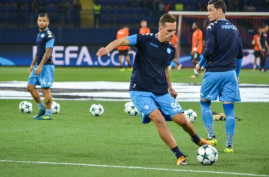 Futbolcu sırasında Uefa Şampiyonlar Ligi maç Shakhtar Rakip Ssc Napoli arasında