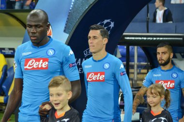 Futbolcu sırasında Uefa Şampiyonlar Ligi maç Shakhtar Rakip Ssc Napoli arasında