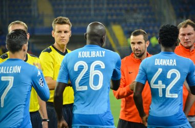 Futbolcu sırasında Uefa Şampiyonlar Ligi maç Shakhtar Rakip Ssc Napoli arasında