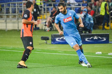 Futbolcu sırasında Uefa Şampiyonlar Ligi maç Shakhtar Rakip Ssc Napoli arasında