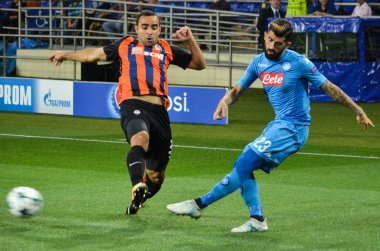 Futbolcu sırasında Uefa Şampiyonlar Ligi maç Shakhtar Rakip Ssc Napoli arasında