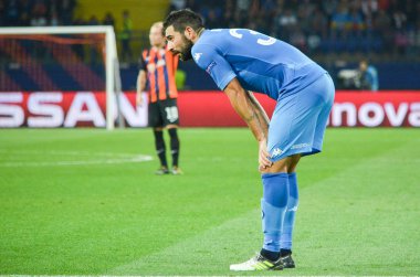 Futbolcu sırasında Uefa Şampiyonlar Ligi maç Shakhtar Rakip Ssc Napoli arasında