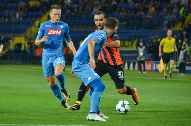 Futbolcu sırasında Uefa Şampiyonlar Ligi maç Shakhtar Rakip Ssc Napoli arasında