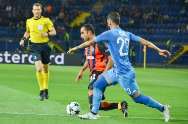 Futbolcu sırasında Uefa Şampiyonlar Ligi maç Shakhtar Rakip Ssc Napoli arasında