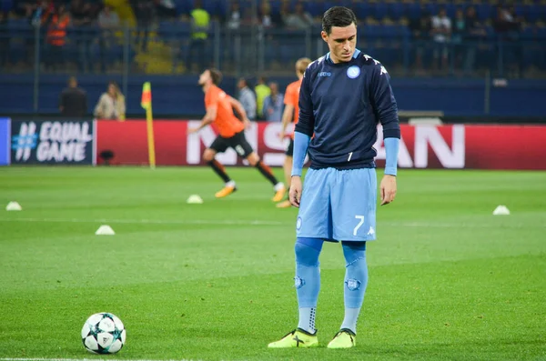 Giocatore di calcio durante la partita di Champions League tra Shakhtar vs SSC Napoli — Foto Stock