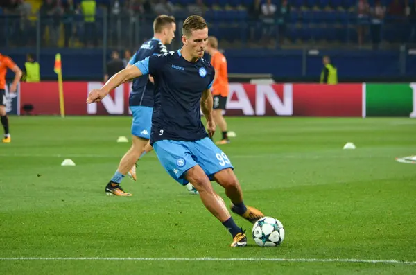 Jugador de fútbol durante el partido de la UEFA Champions League entre Shakhtar vs SSC Napoli —  Fotos de Stock