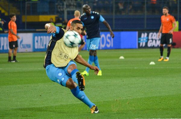 Football player during the UEFA Champions League match between Shakhtar vs SSC Napoli