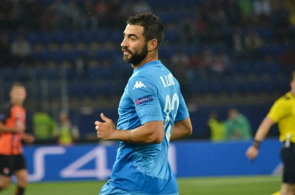 Jogador de futebol durante o jogo da Liga dos Campeões da UEFA entre Shakhtar vs SSC Napoli — Fotografia de Stock