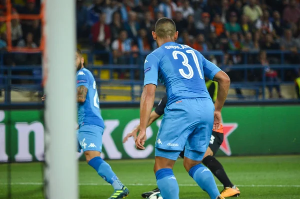 Futbolcu sırasında Uefa Şampiyonlar Ligi maç Shakhtar Rakip Ssc Napoli arasında — Stok fotoğraf