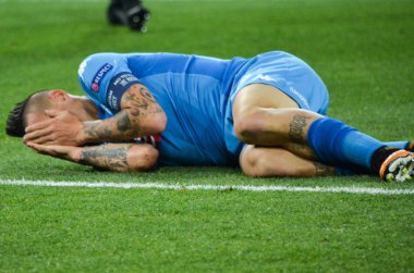 Futbolcu sırasında Uefa Şampiyonlar Ligi maç Shakhtar Rakip Ssc Napoli arasında