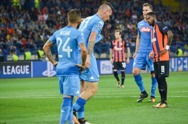 Futbolcu sırasında Uefa Şampiyonlar Ligi maç Shakhtar Rakip Ssc Napoli arasında