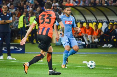 Futbolcu sırasında Uefa Şampiyonlar Ligi maç Shakhtar Rakip Ssc Napoli arasında