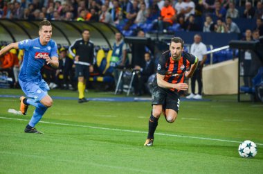 Futbolcu sırasında Uefa Şampiyonlar Ligi maç Shakhtar Rakip Ssc Napoli arasında