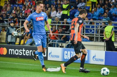 Futbolcu sırasında Uefa Şampiyonlar Ligi maç Shakhtar Rakip Ssc Napoli arasında