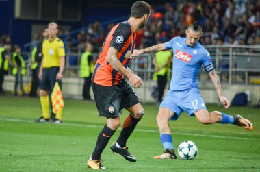 Futbolcu sırasında Uefa Şampiyonlar Ligi maç Shakhtar Rakip Ssc Napoli arasında
