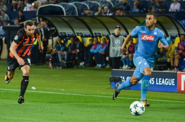 Futbolcu sırasında Uefa Şampiyonlar Ligi maç Shakhtar Rakip Ssc Napoli arasında