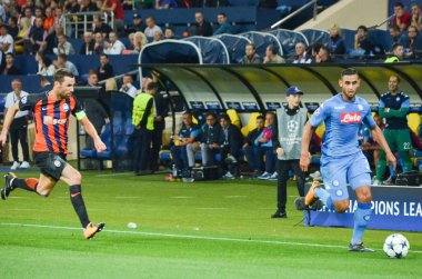 Futbolcu sırasında Uefa Şampiyonlar Ligi maç Shakhtar Rakip Ssc Napoli arasında