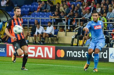 Futbolcu sırasında Uefa Şampiyonlar Ligi maç Shakhtar Rakip Ssc Napoli arasında