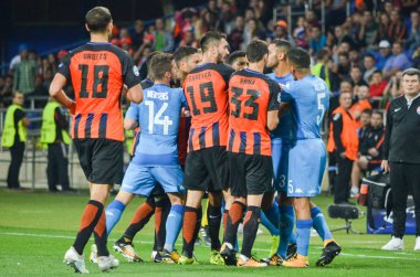 Futbolcu sırasında Uefa Şampiyonlar Ligi maç Shakhtar Rakip Ssc Napoli arasında