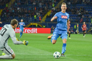 Futbolcu sırasında Uefa Şampiyonlar Ligi maç Shakhtar Rakip Ssc Napoli arasında