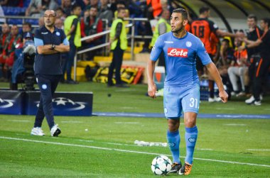 Kharkiv, Ukrayna - 13 Eylül 2017: Futbolcu Shakhtar Rakip Ssc Napoli, Ukrayna arasında Uefa Şampiyonlar Ligi maç sırasında