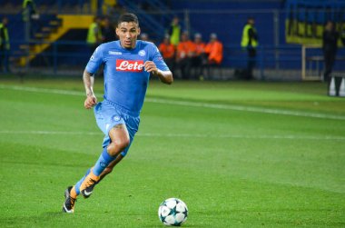 Kharkiv, Ukrayna - 13 Eylül 2017: Futbolcu Shakhtar Rakip Ssc Napoli, Ukrayna arasında Uefa Şampiyonlar Ligi maç sırasında