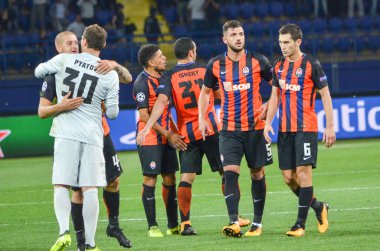 Kharkiv, Ukrayna - 13 Eylül 2017: Futbolcu Shakhtar Rakip Ssc Napoli, Ukrayna arasında Uefa Şampiyonlar Ligi maç sırasında