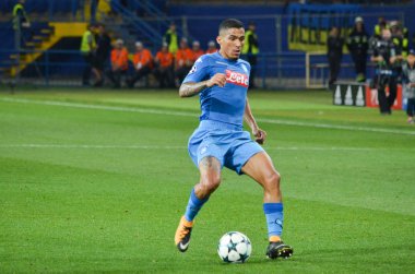 Kharkiv, Ukrayna - 13 Eylül 2017: Futbolcu Shakhtar Rakip Ssc Napoli, Ukrayna arasında Uefa Şampiyonlar Ligi maç sırasında
