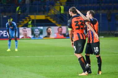 Kharkiv, Ukrayna - 13 Eylül 2017: Futbolcu Shakhtar Rakip Ssc Napoli, Ukrayna arasında Uefa Şampiyonlar Ligi maç sırasında