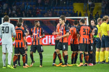 Kharkiv, Ukrayna - 13 Eylül 2017: Futbolcu Shakhtar Rakip Ssc Napoli, Ukrayna arasında Uefa Şampiyonlar Ligi maç sırasında