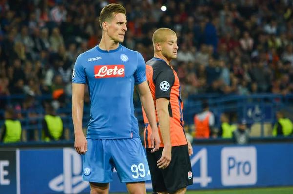 Jugador de fútbol durante el partido de la UEFA Champions League entre Shakhtar vs SSC Napoli — Foto de Stock