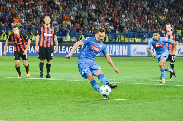 Futbolcu sırasında Uefa Şampiyonlar Ligi maç Shakhtar Rakip Ssc Napoli arasında — Stok fotoğraf