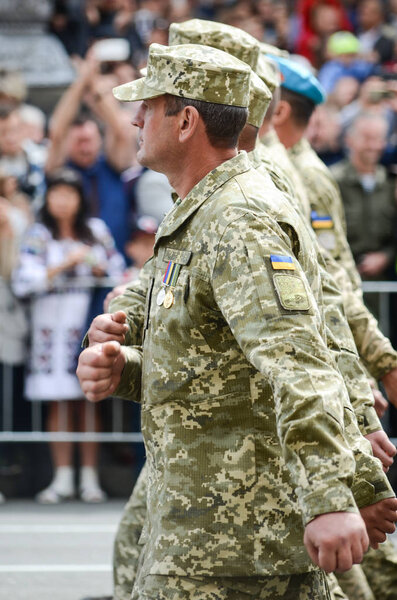 Servicemen of foreign states on the march on the occasion of Independence day of Ukraine