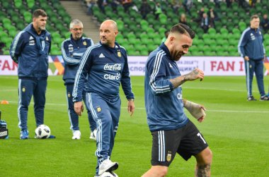 Krasnodar, Rusya - 14 Kasım 2017: Nicolas Otamendi sırasında bir