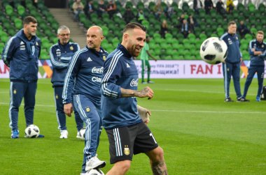 Krasnodar, Rusya - 14 Kasım 2017: Nicolas Otamendi sırasında bir