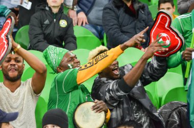 Krasnodar, Rusya - 14 Kasım 2017: Nijeryalı destekçileri demek