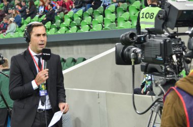 Krasnodar, Rusya - 14 Kasım 2017: Gazeteciler sunum wi