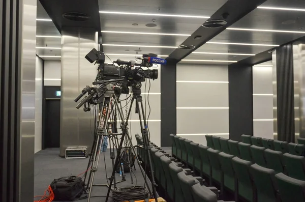 Krasnodar, russland - 14. November 2017: pressekonferenz saal in — Stockfoto