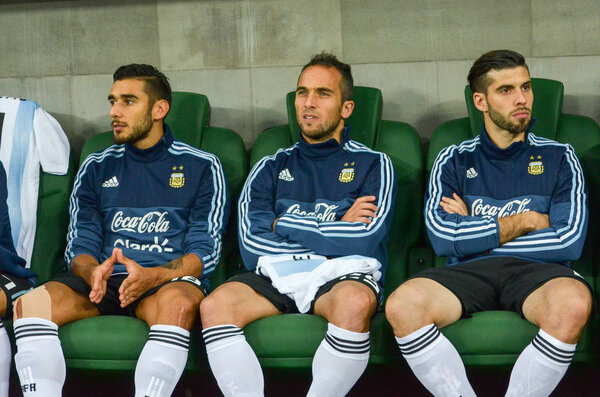 KRASNODAR, RUSSIA - November 14, 2017: Spare footballers of the 